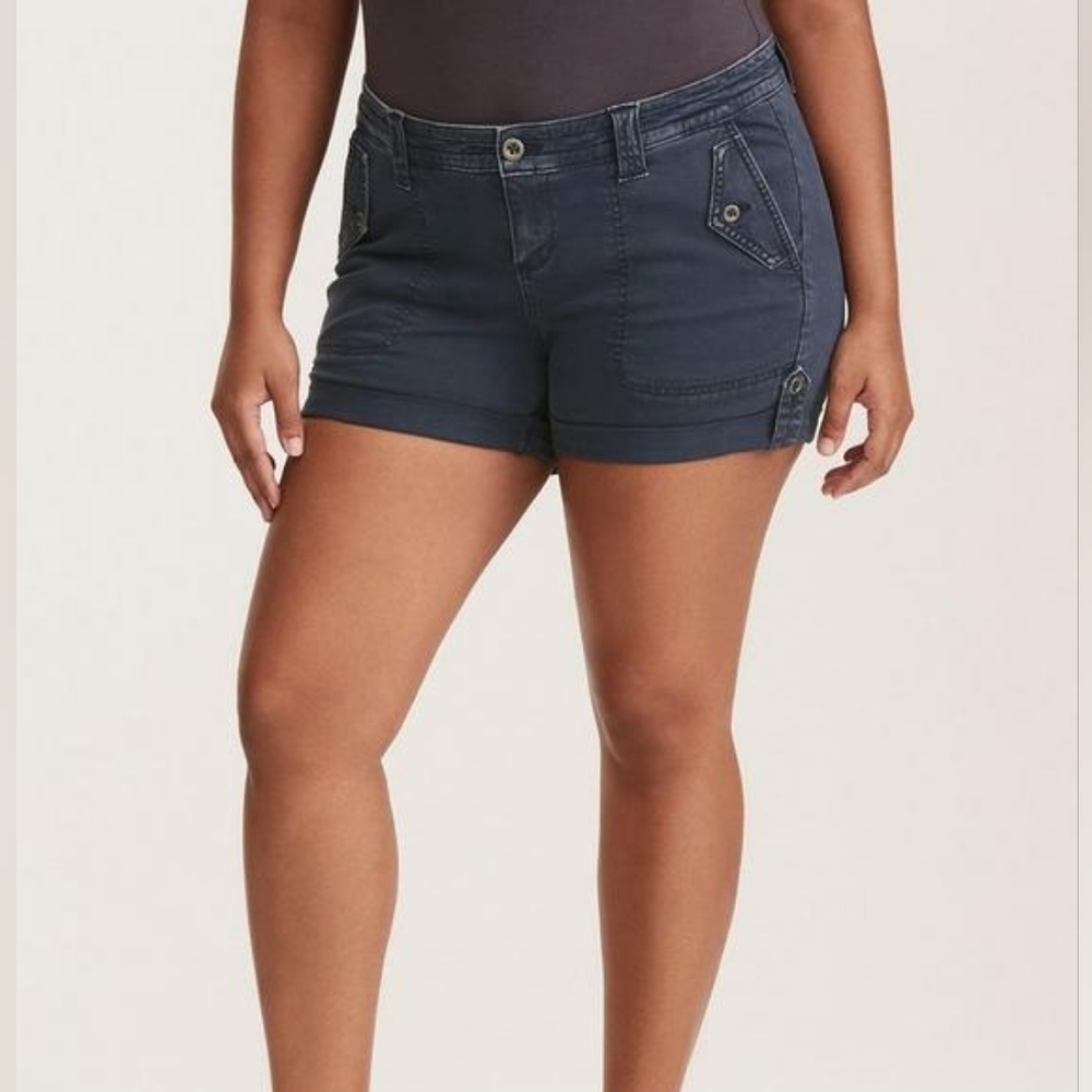 Torrid Twill Military Short Shorts - Navy